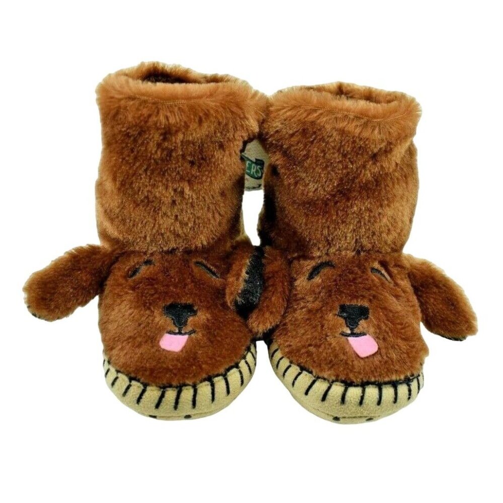 Hatley Kids Medium 8 to 10 Brown Labrador Cozy Slouch Slippers New